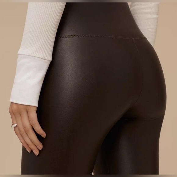 Aritzia Wilfred Free Daria Brown Vegan Leggings L - Picture 2 of 7